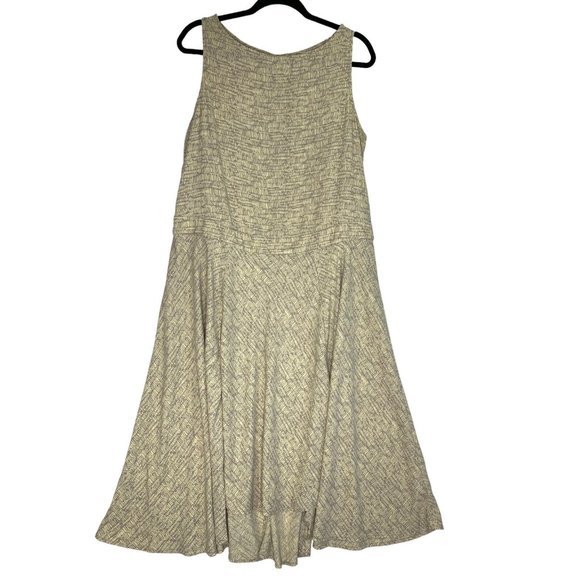 Prologue Boat Neck Midi Dress L Large‎ Yellow Gray Print Front Slits Sleeveless - Picture 1 of 9